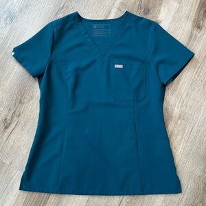 FIGS Women's Slim Catarina Caribbean Blue Scrub Top